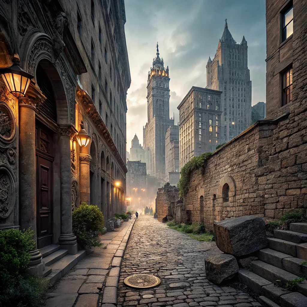 Historic city with ancient architecture