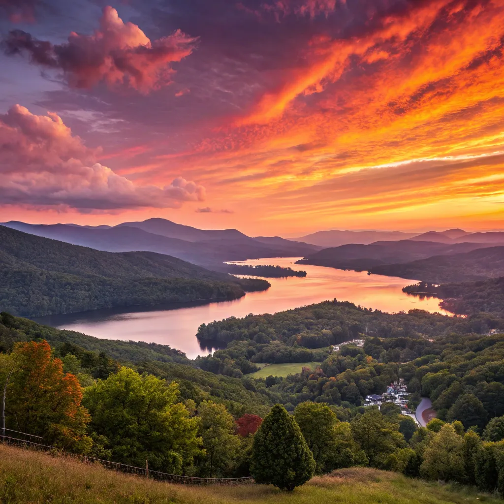 Stunning landscapes with a sunset view