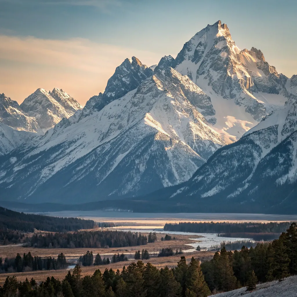 Majestic mountains with snowy peaks